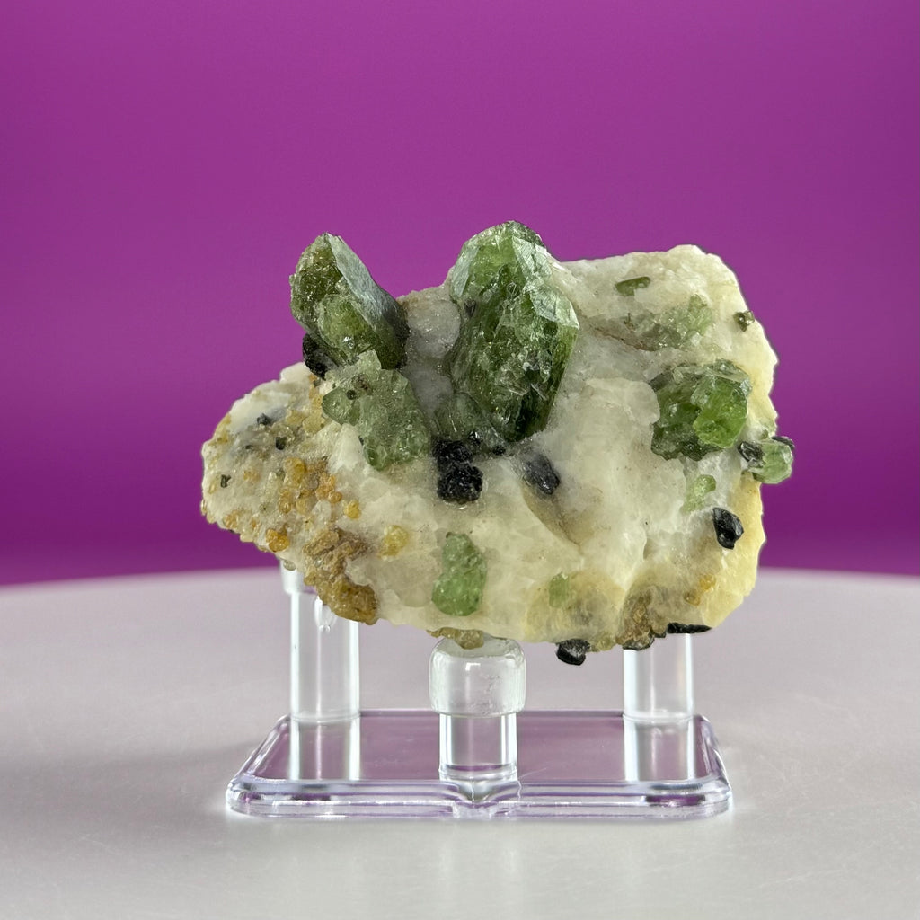 Green Diopside Crystal Specimen with Acrylic Display Stand