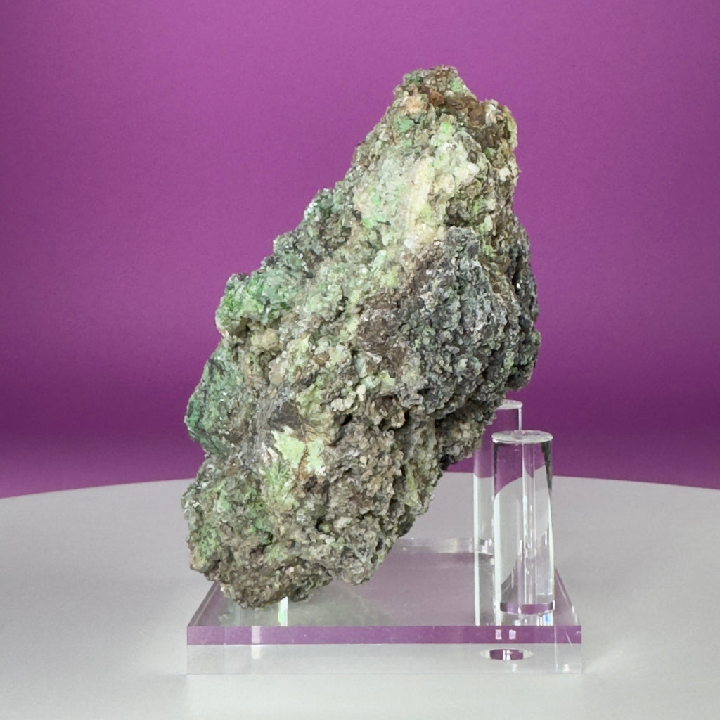 Conichalcite Mineral Specimen from Mexico with Display Stand