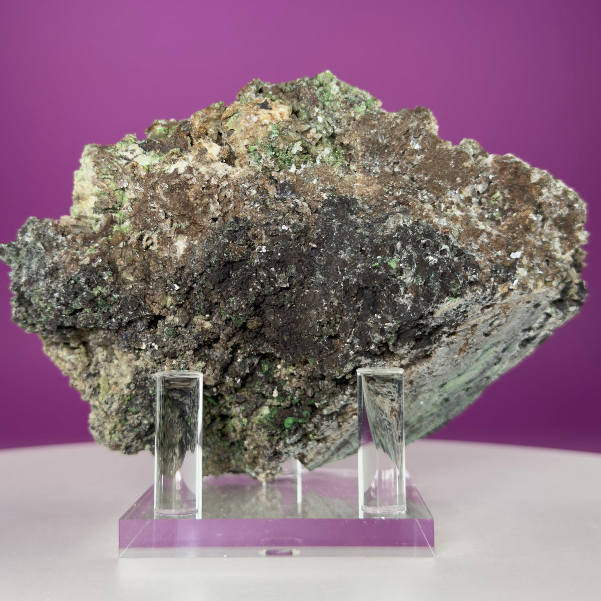 Conichalcite Mineral Specimen from Mexico with Display Stand