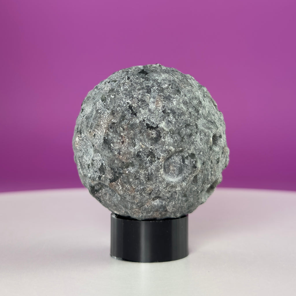 UV Reactive Yooperlite Moon Sphere with Stand