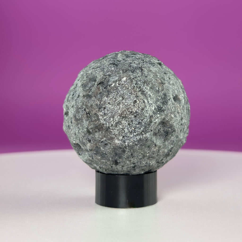 UV Reactive Yooperlite Moon Sphere with Stand