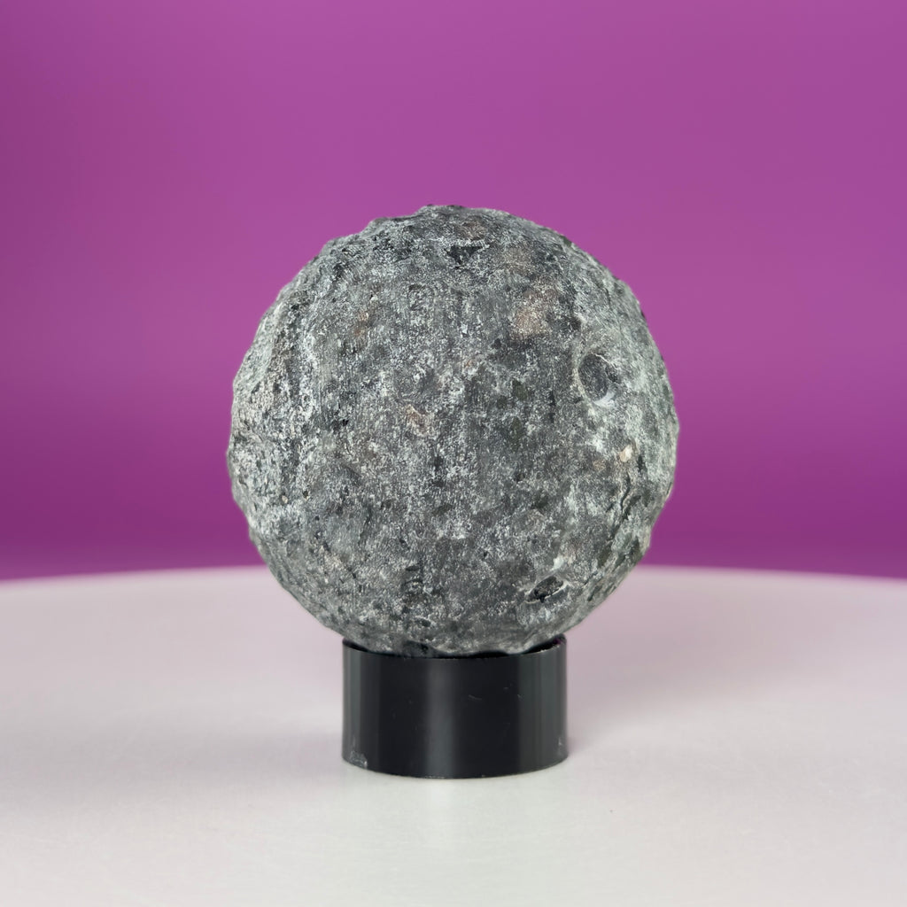 UV Reactive Yooperlite Moon Sphere with Stand