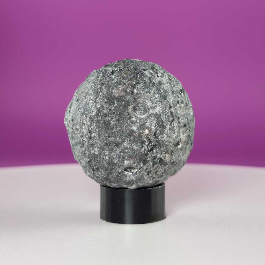 UV Reactive Yooperlite Moon Sphere with Stand