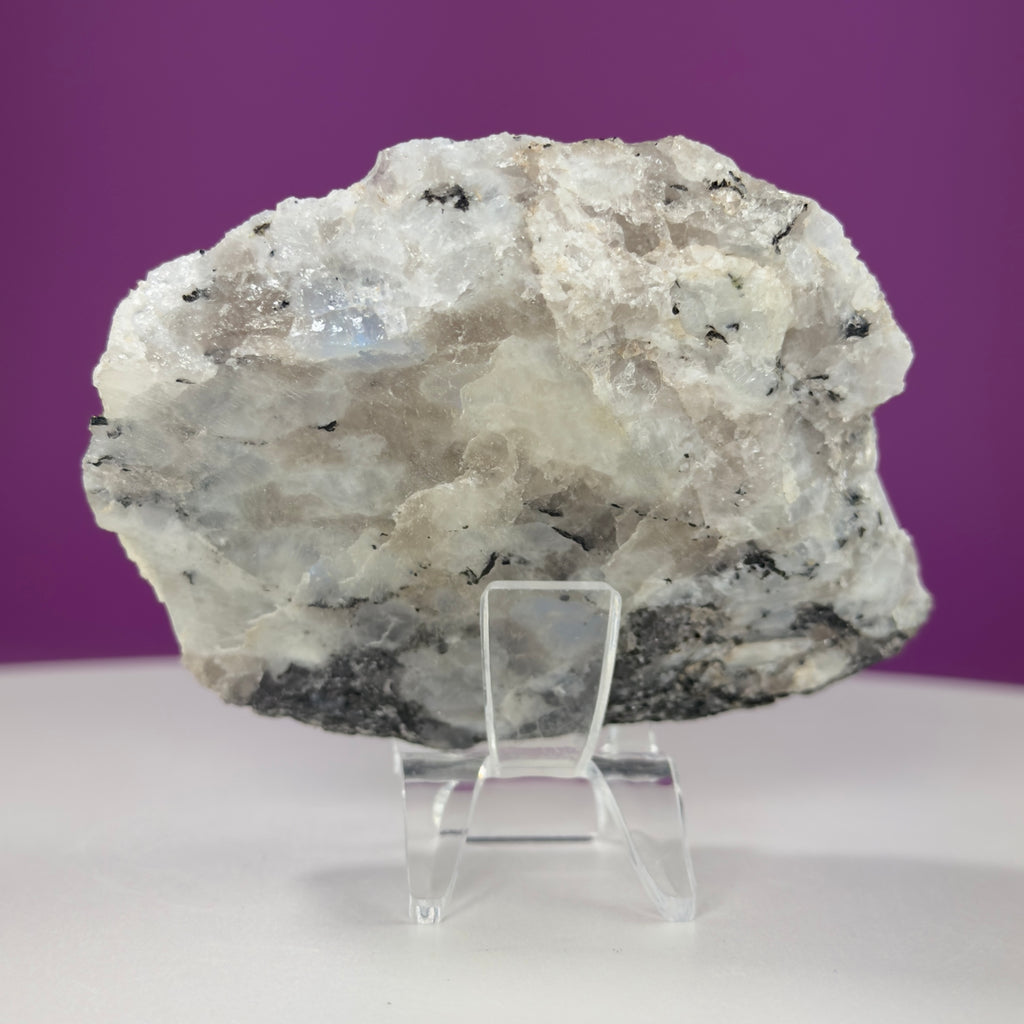 Rainbow Moonstone Slice with Acrylic Display Stand