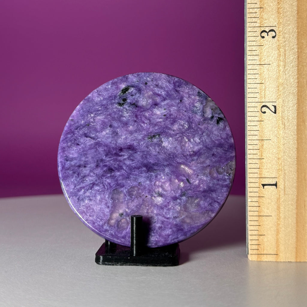 Charoite Disc with Stand | Russian Charoite | Purple Crystal – 45g