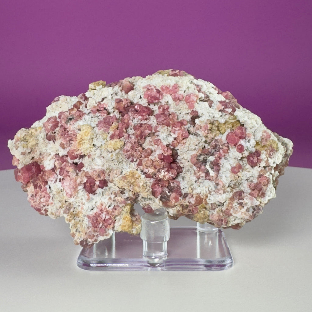 Pink Garnet Specimen from Mexico with Display Stand