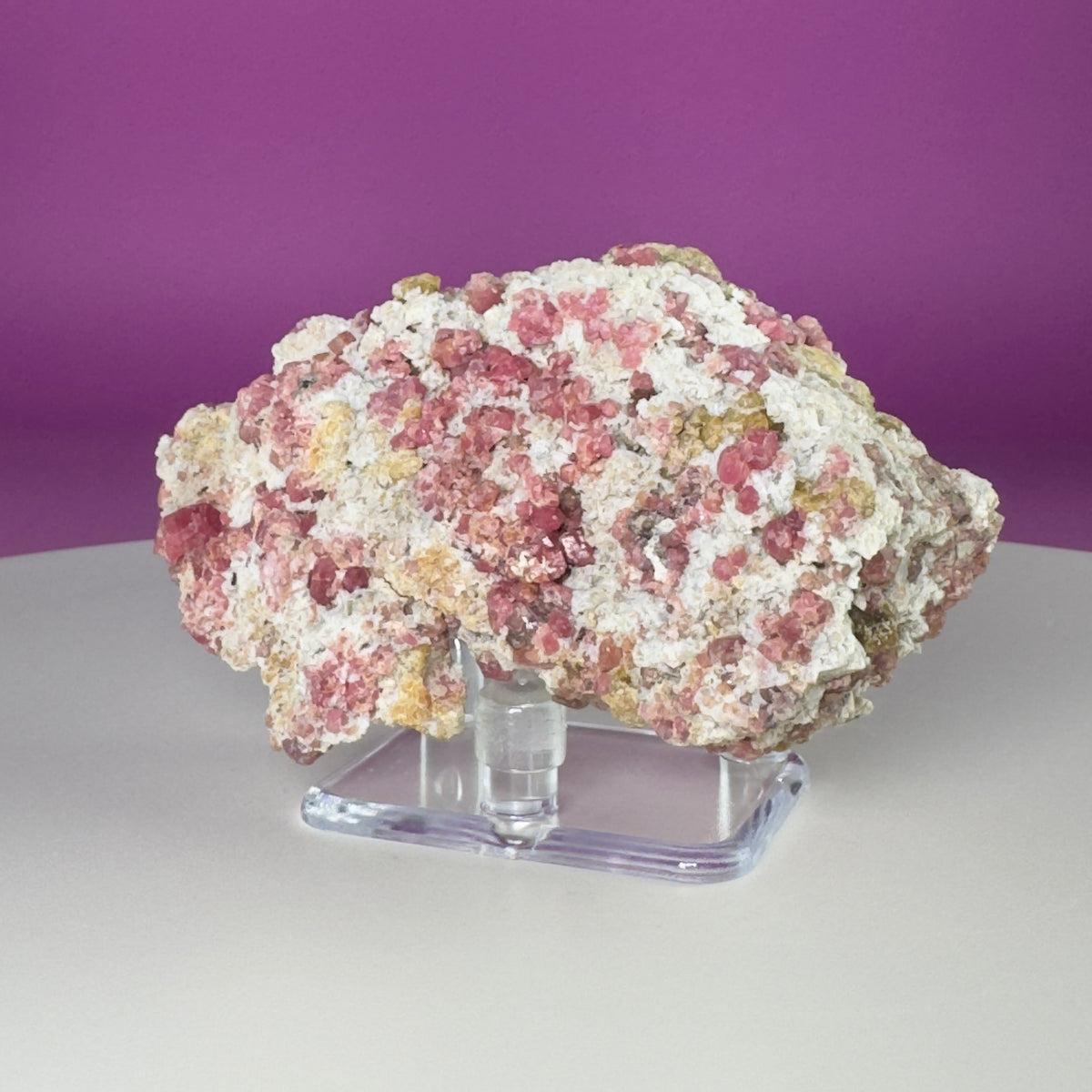 Pink Garnet Specimen from Mexico with Display Stand