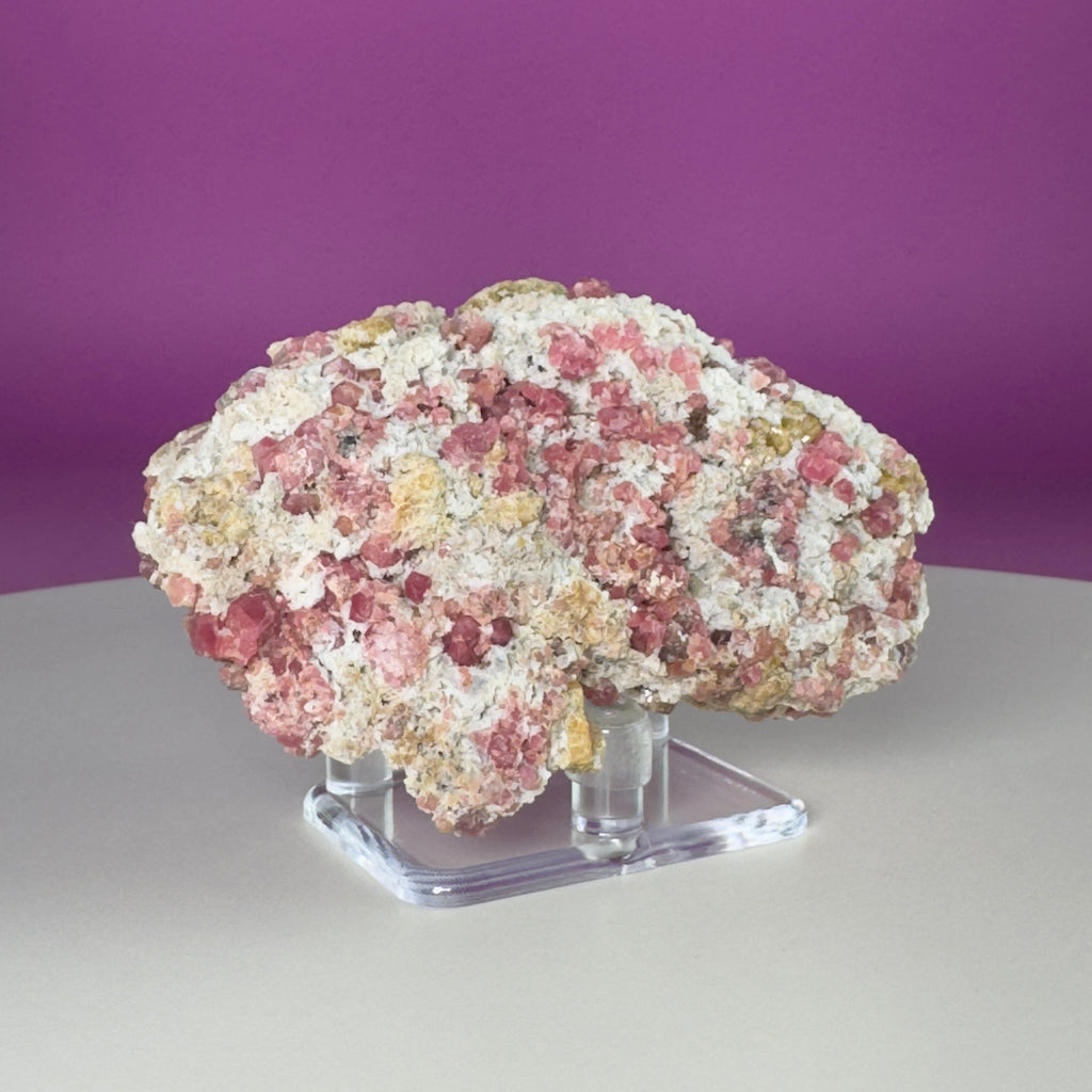 Pink Garnet Specimen from Mexico with Display Stand