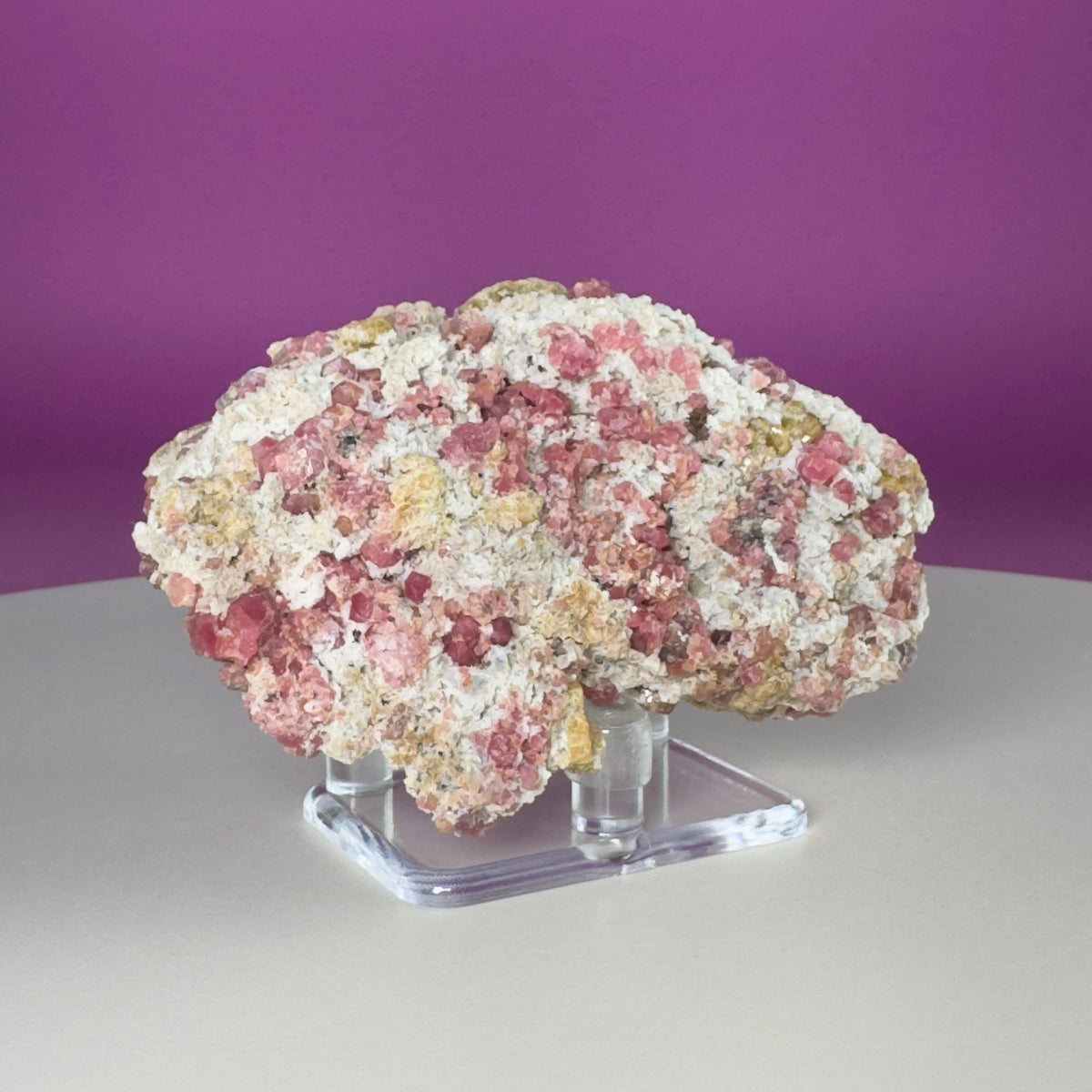 Pink Garnet Specimen from Mexico with Display Stand