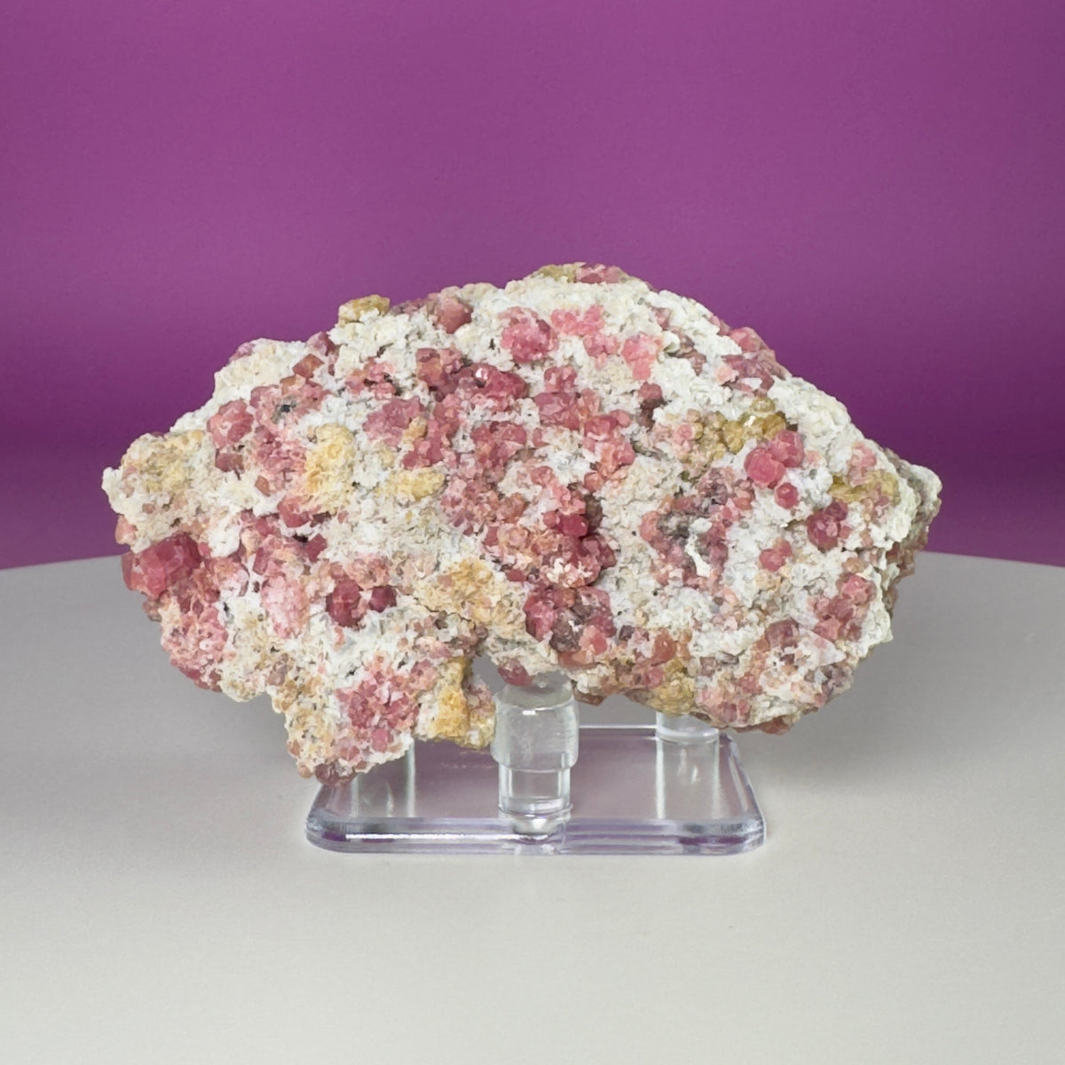 Pink Garnet Specimen from Mexico with Display Stand