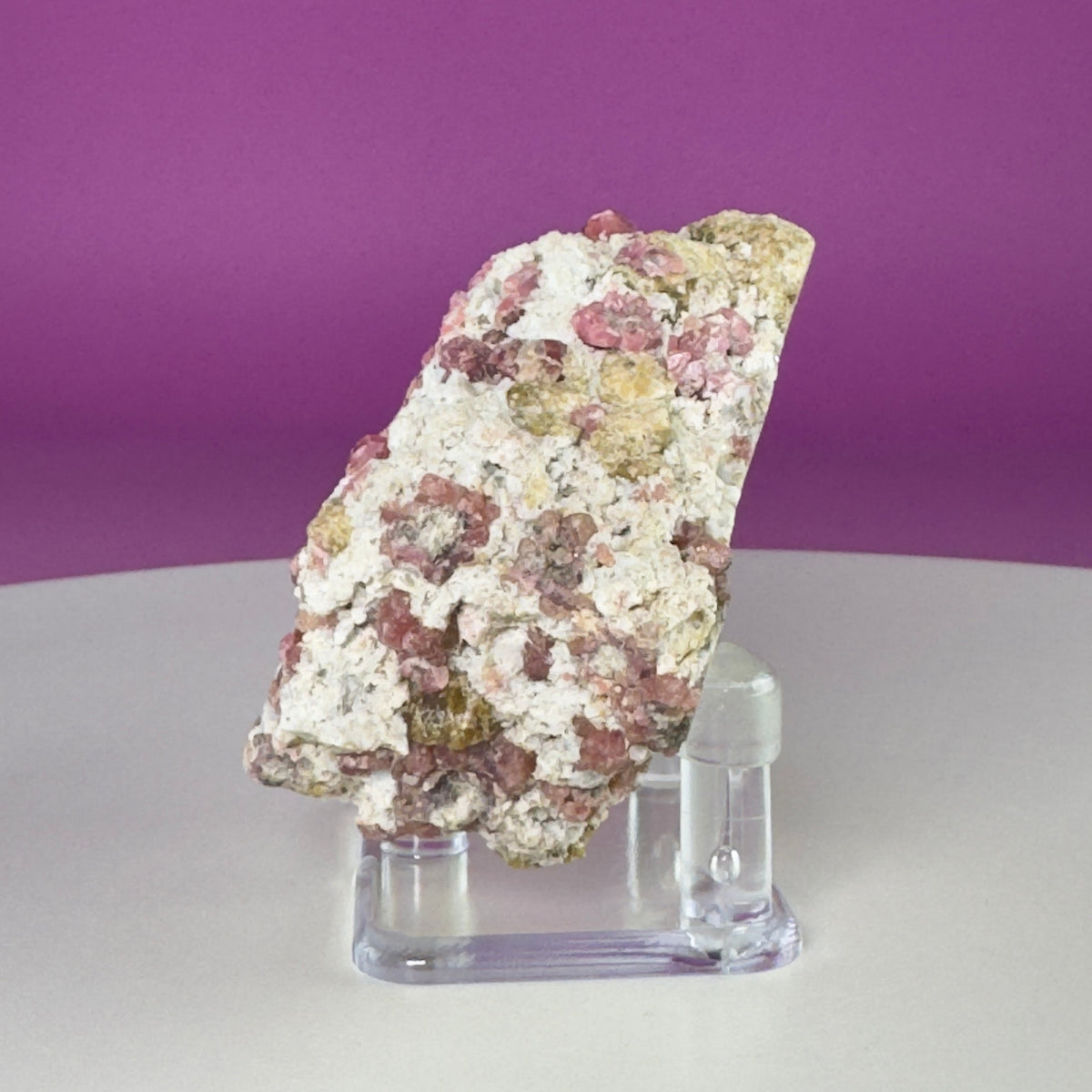 Pink Garnet Specimen from Mexico with Display Stand