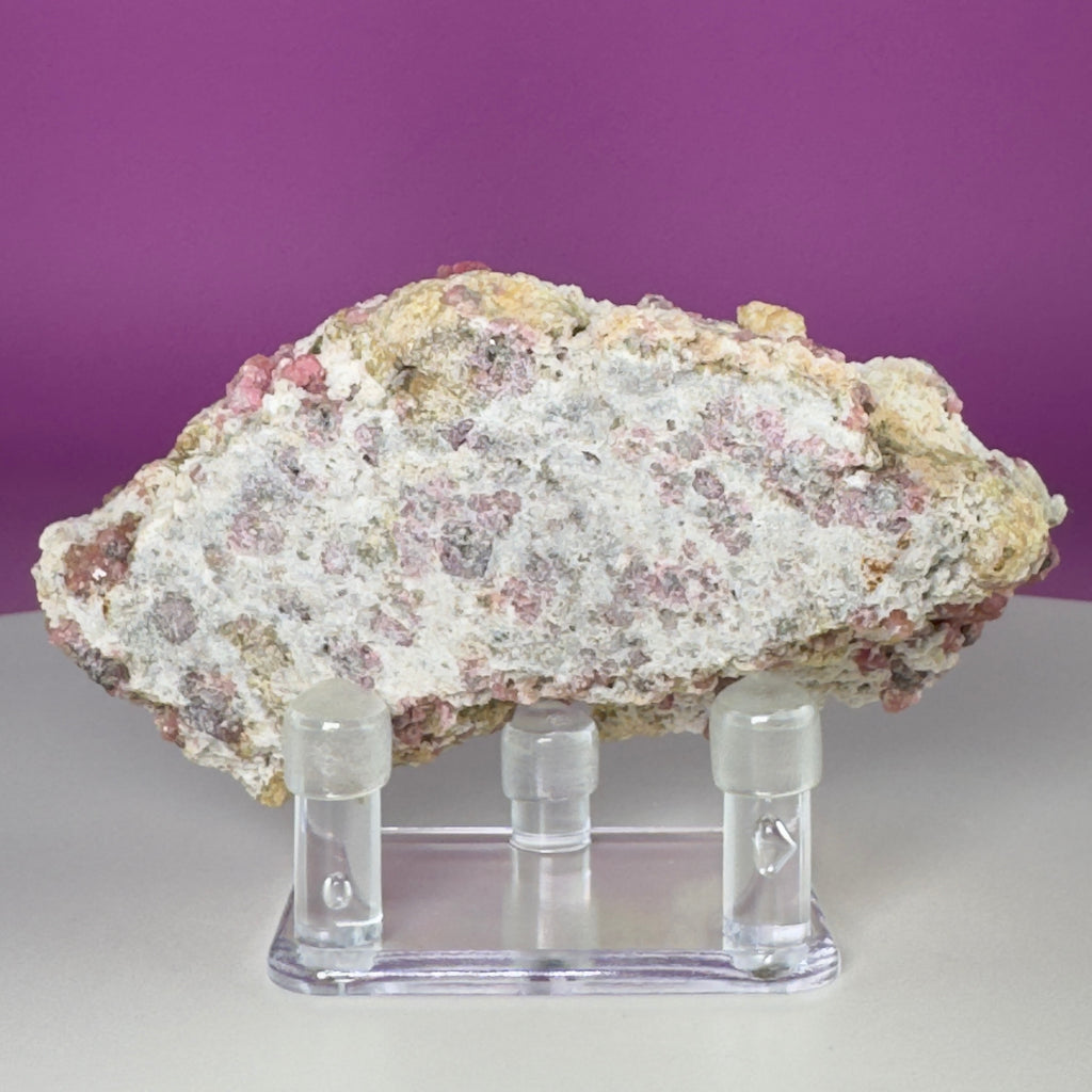 Pink Garnet Specimen from Mexico with Display Stand