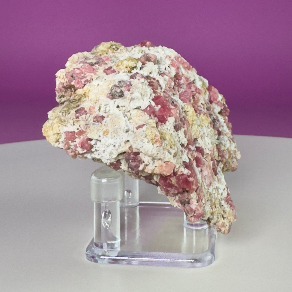 Pink Garnet Specimen from Mexico with Display Stand