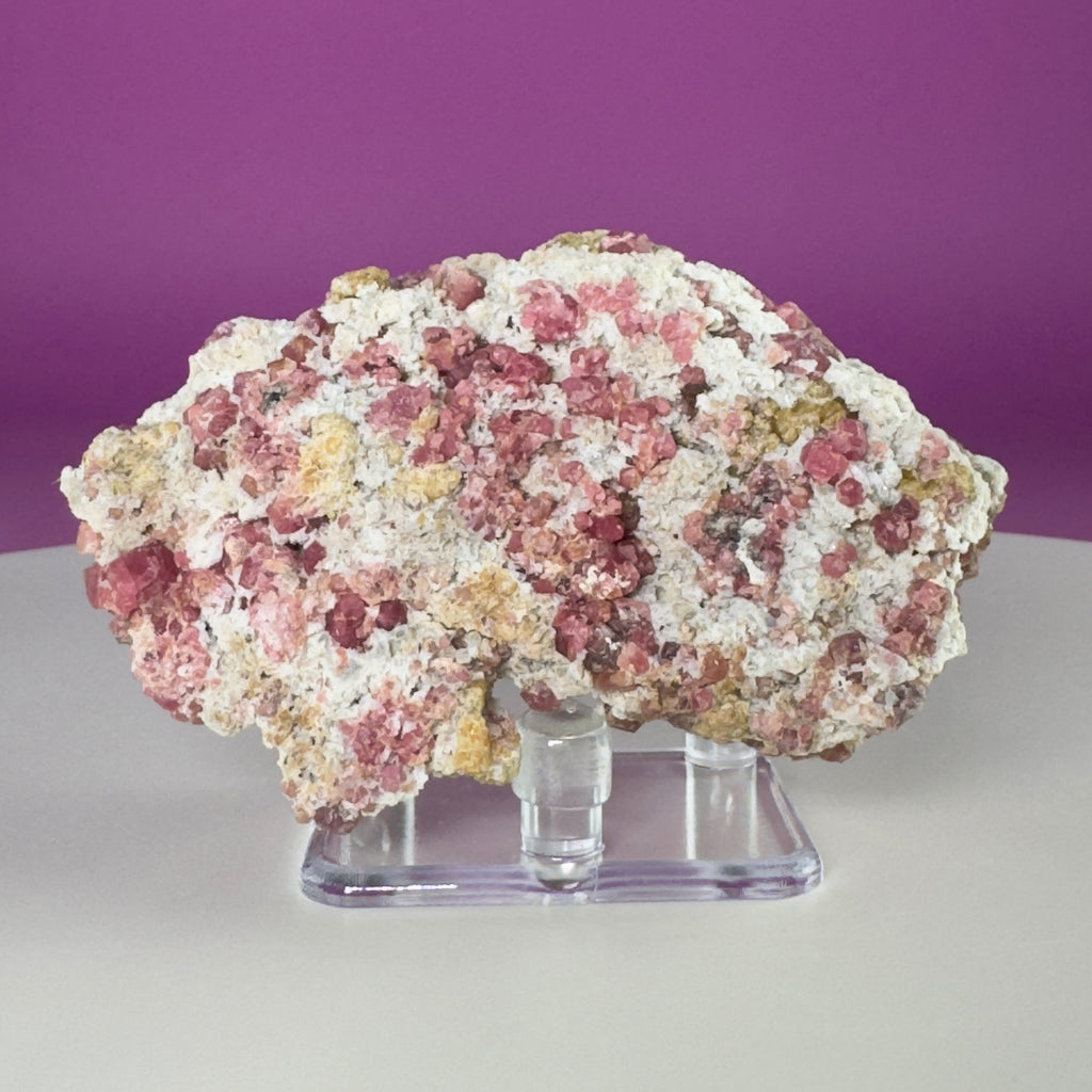 Pink Garnet Specimen from Mexico with Display Stand