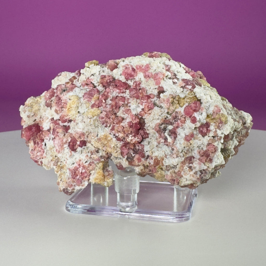 Pink Garnet Specimen from Mexico with Display Stand
