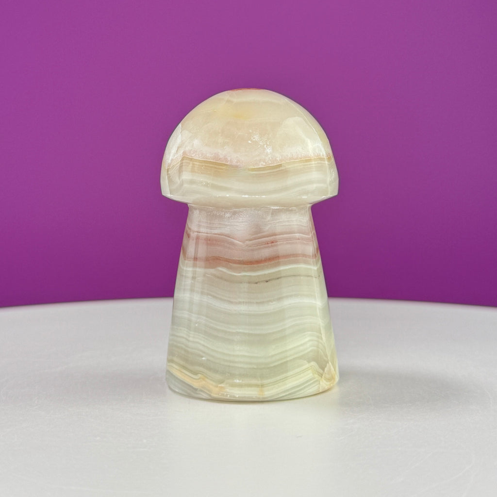 Banded Calcite Aragonite Mushroom Carving – 216g
