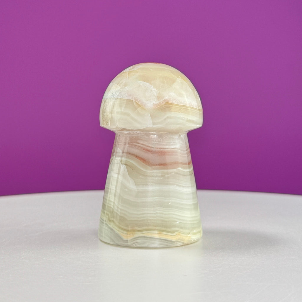 Banded Calcite Aragonite Mushroom Carving – 216g