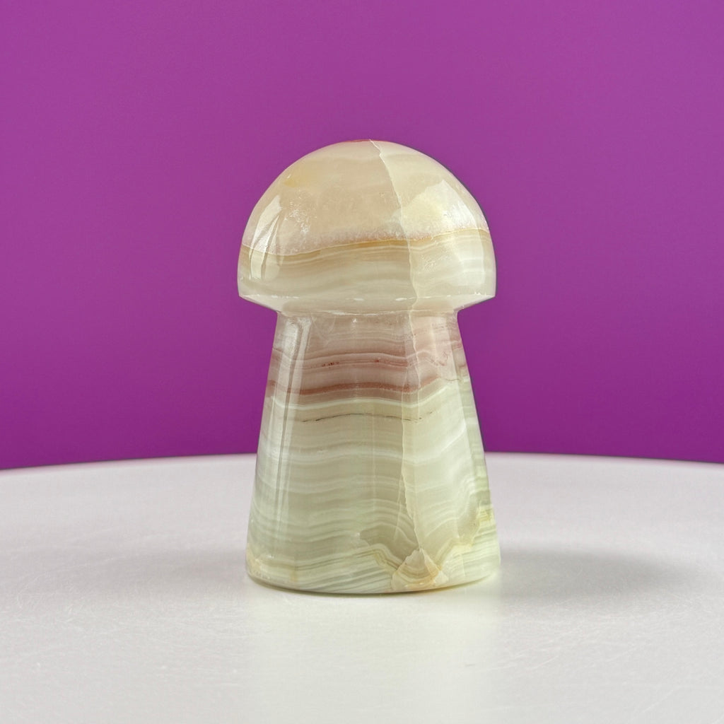 Banded Calcite Aragonite Mushroom Carving – 216g