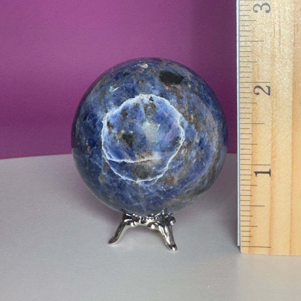 Sodalite Sphere with Silver Metal Stand