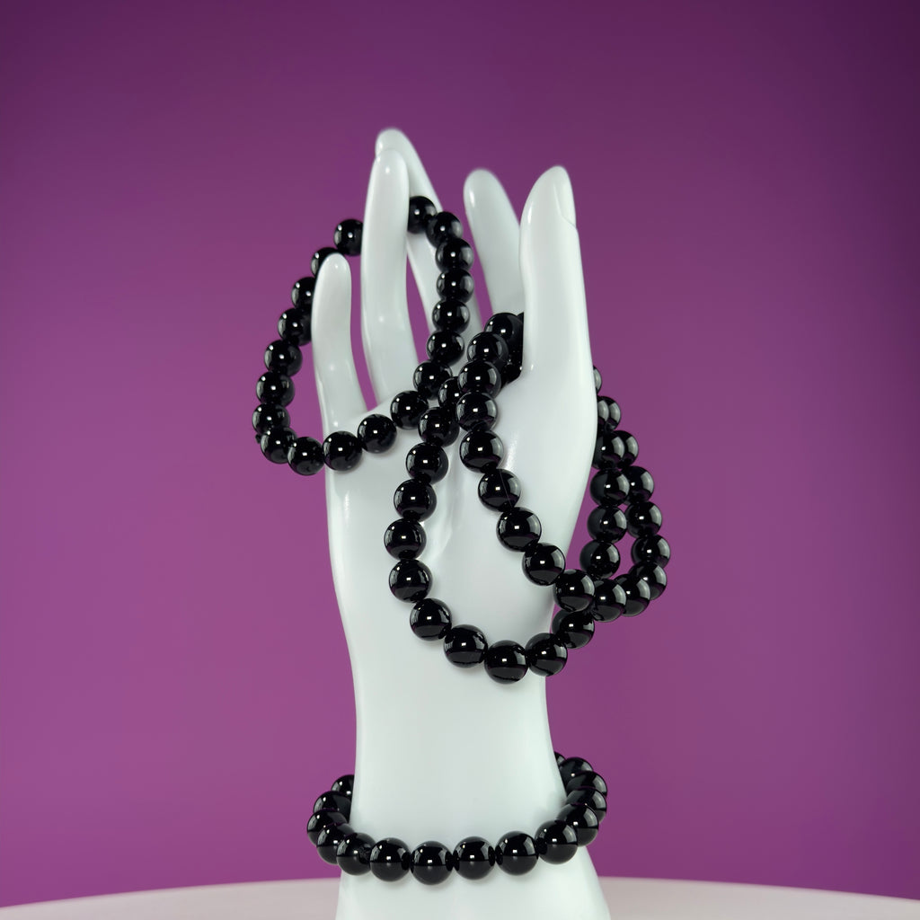 Black Obsidian Bracelet 10mm Beads – Protection & Grounding Crystal Jewelry