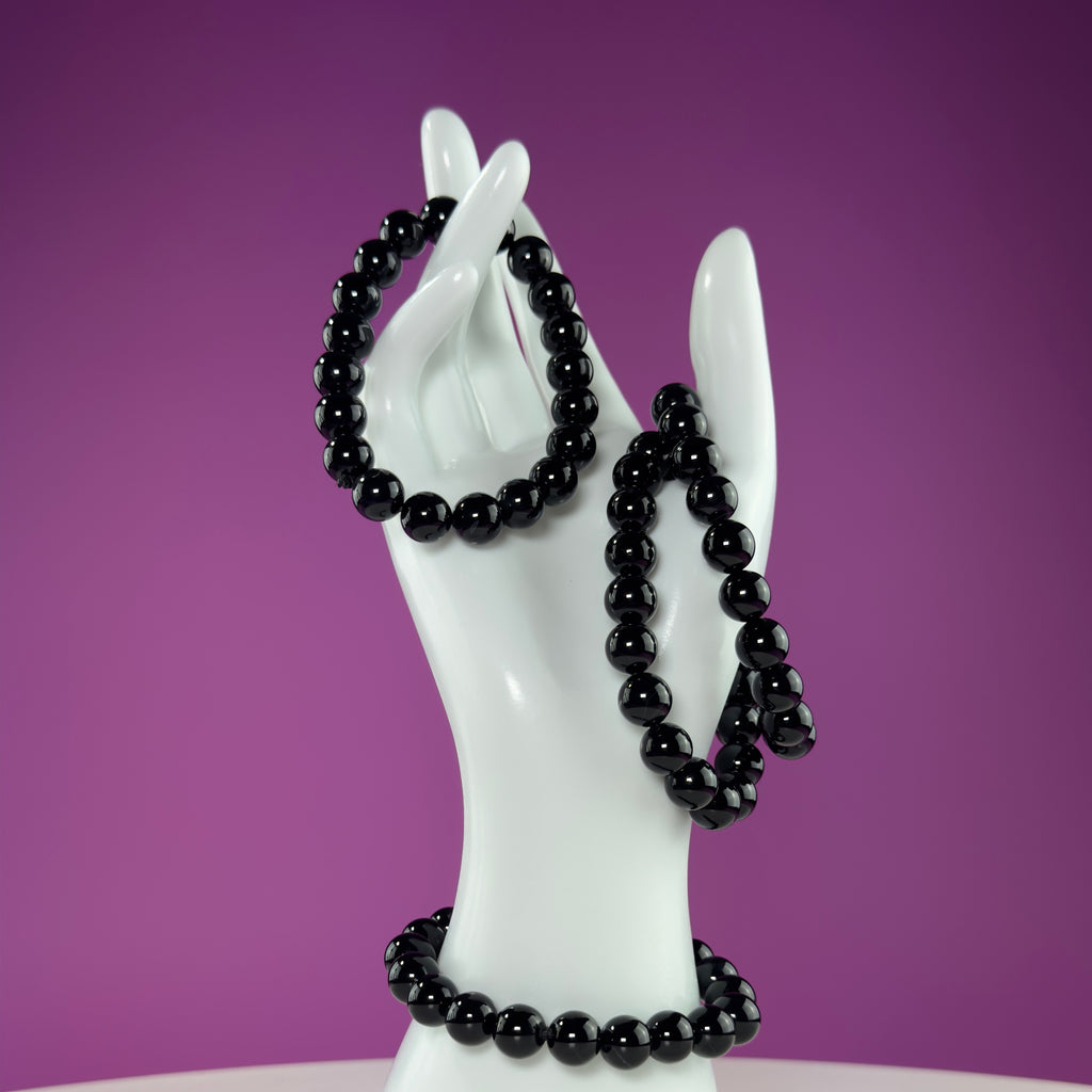 Black Obsidian Bracelet 10mm Beads – Protection & Grounding Crystal Jewelry