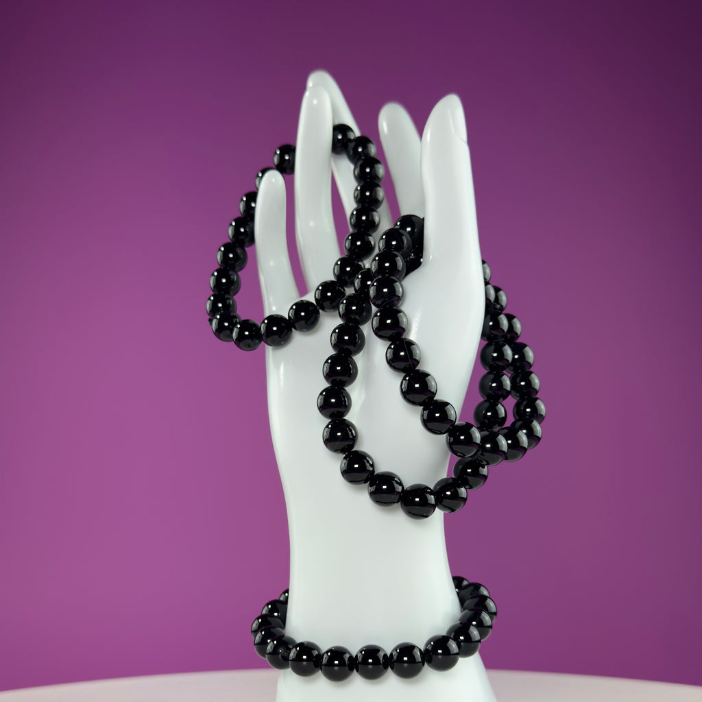Black Obsidian Bracelet 10mm Beads – Protection & Grounding Crystal Jewelry