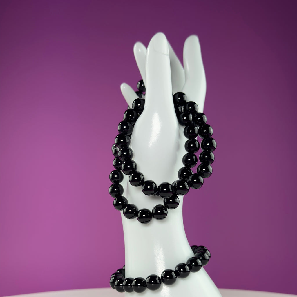 Black Obsidian Bracelet 10mm Beads – Protection & Grounding Crystal Jewelry