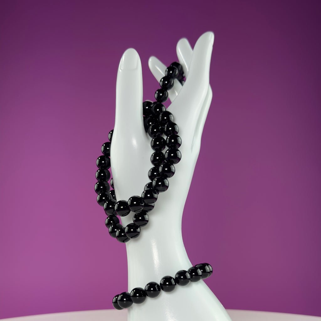 Black Obsidian Bracelet 10mm Beads – Protection & Grounding Crystal Jewelry