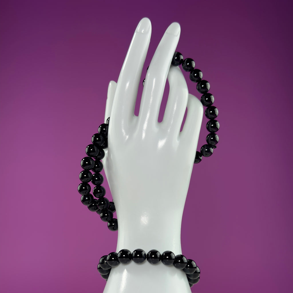 Black Obsidian Bracelet 10mm Beads – Protection & Grounding Crystal Jewelry