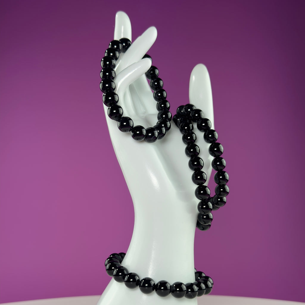 Black Obsidian Bracelet 10mm Beads – Protection & Grounding Crystal Jewelry