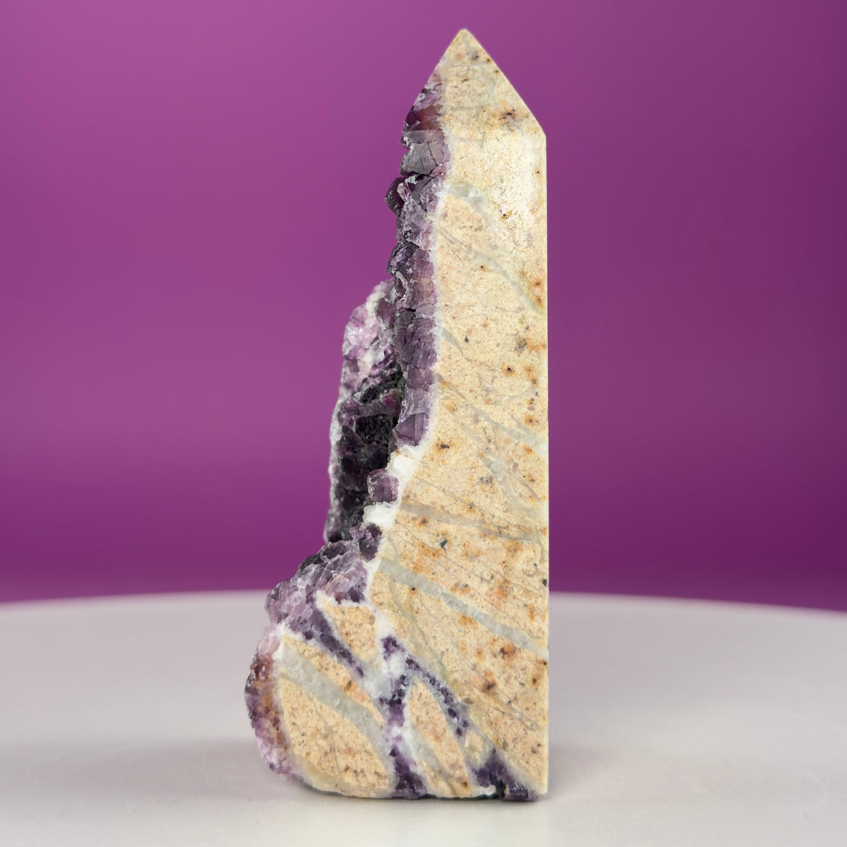 Purple Fluorite Druzy Tower with Natural Matrix – 163g