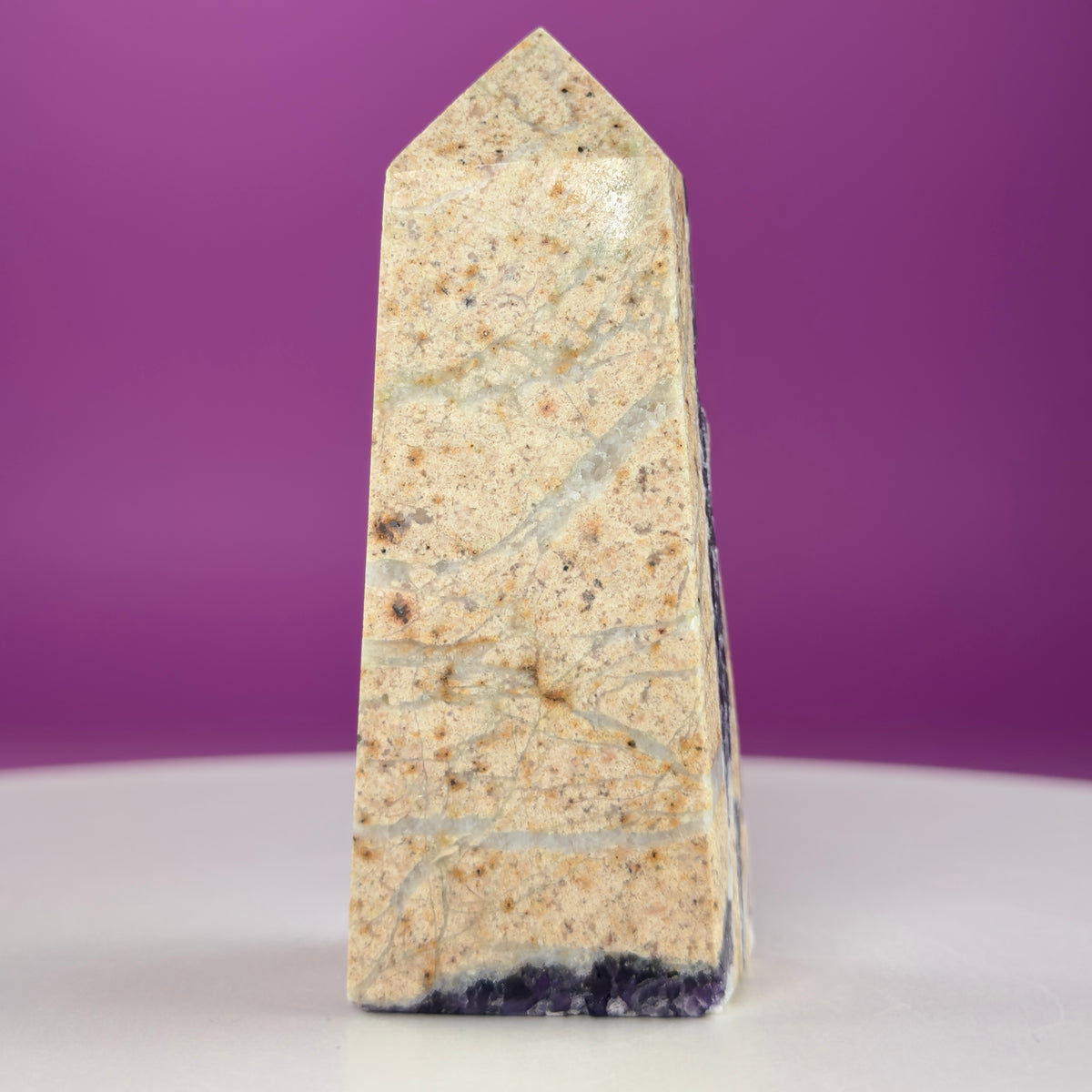 Purple Fluorite Druzy Tower with Natural Matrix – 163g