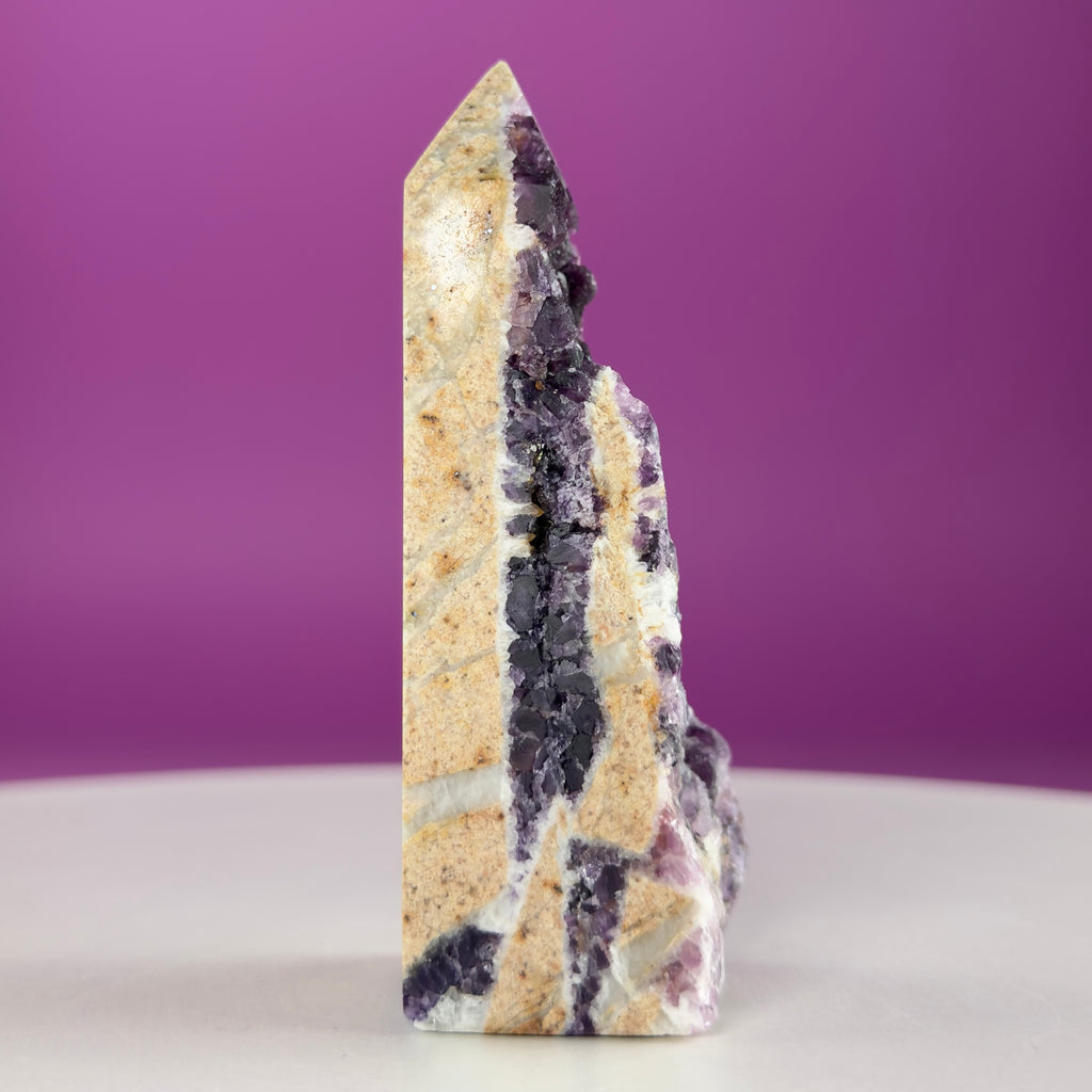 Purple Fluorite Druzy Tower with Natural Matrix – 163g