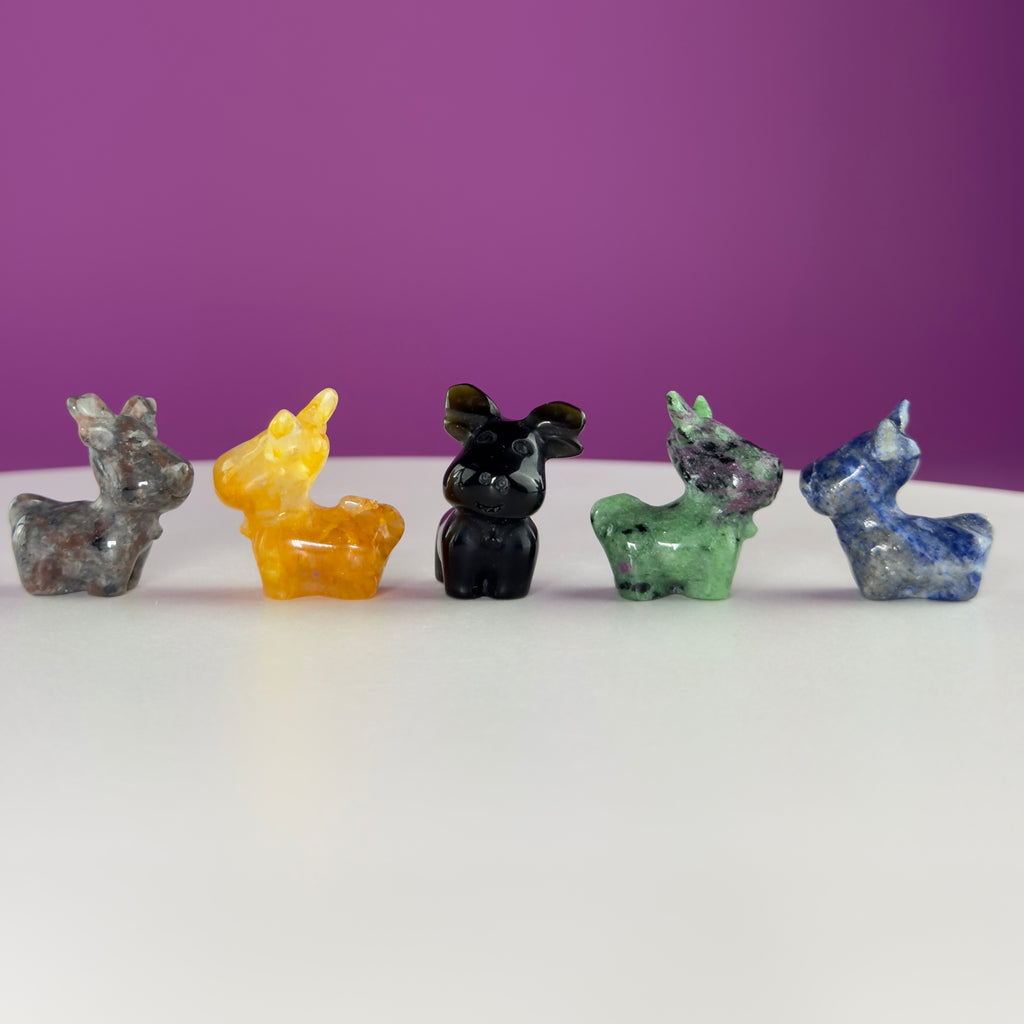 Mini Crystal Reindeer Carving – Choice of Stone