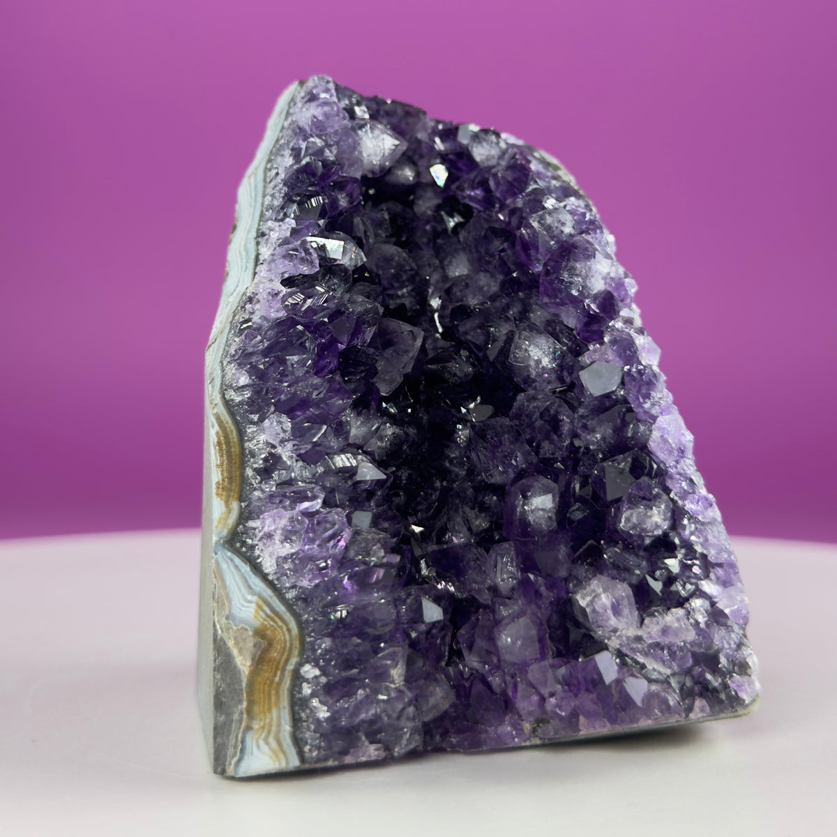 Uruguayan Amethyst Standing Cluster – Deep Purple Crystal Geode