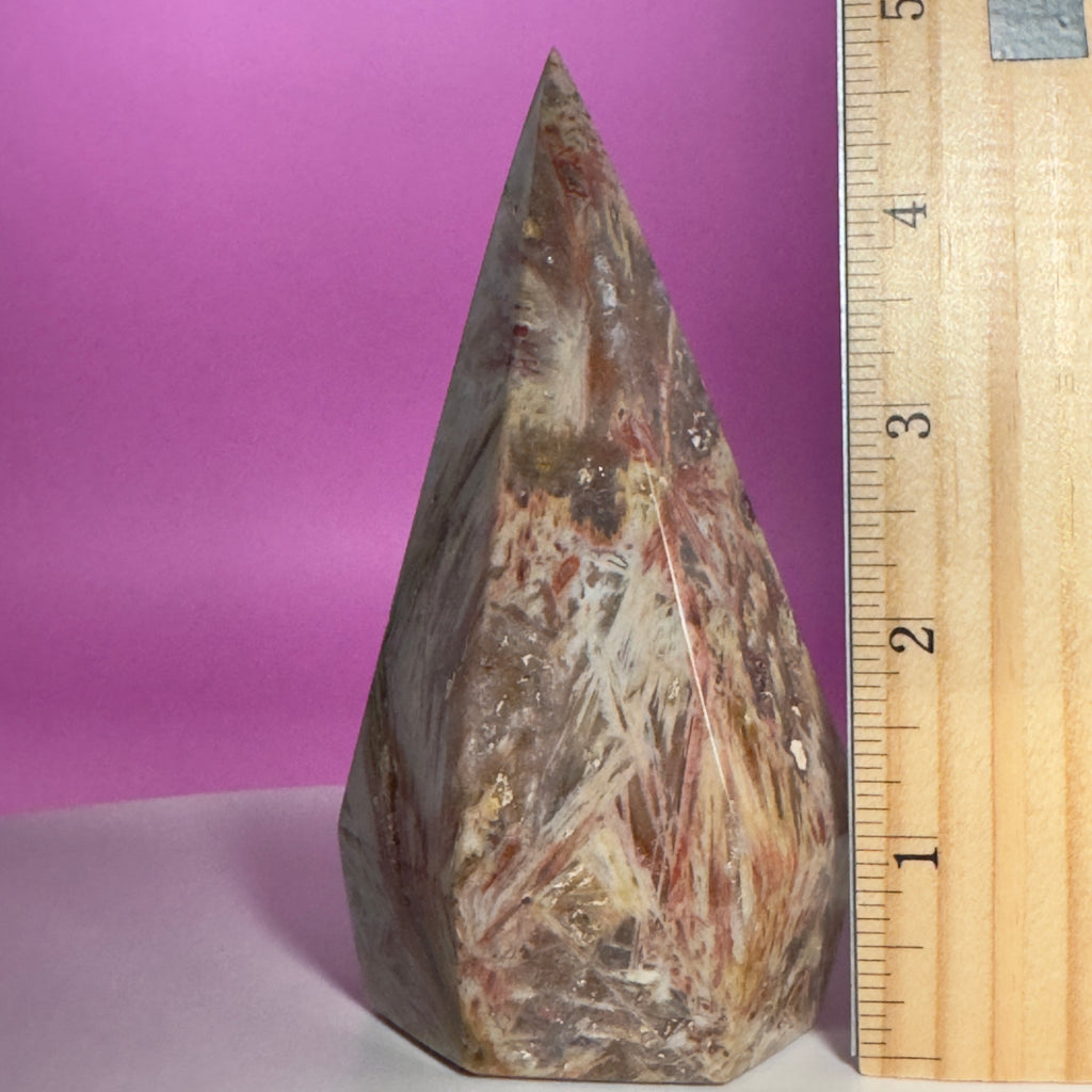 Brazilian Sagenite Agate Diamond Flame – 408g Crystal Carving