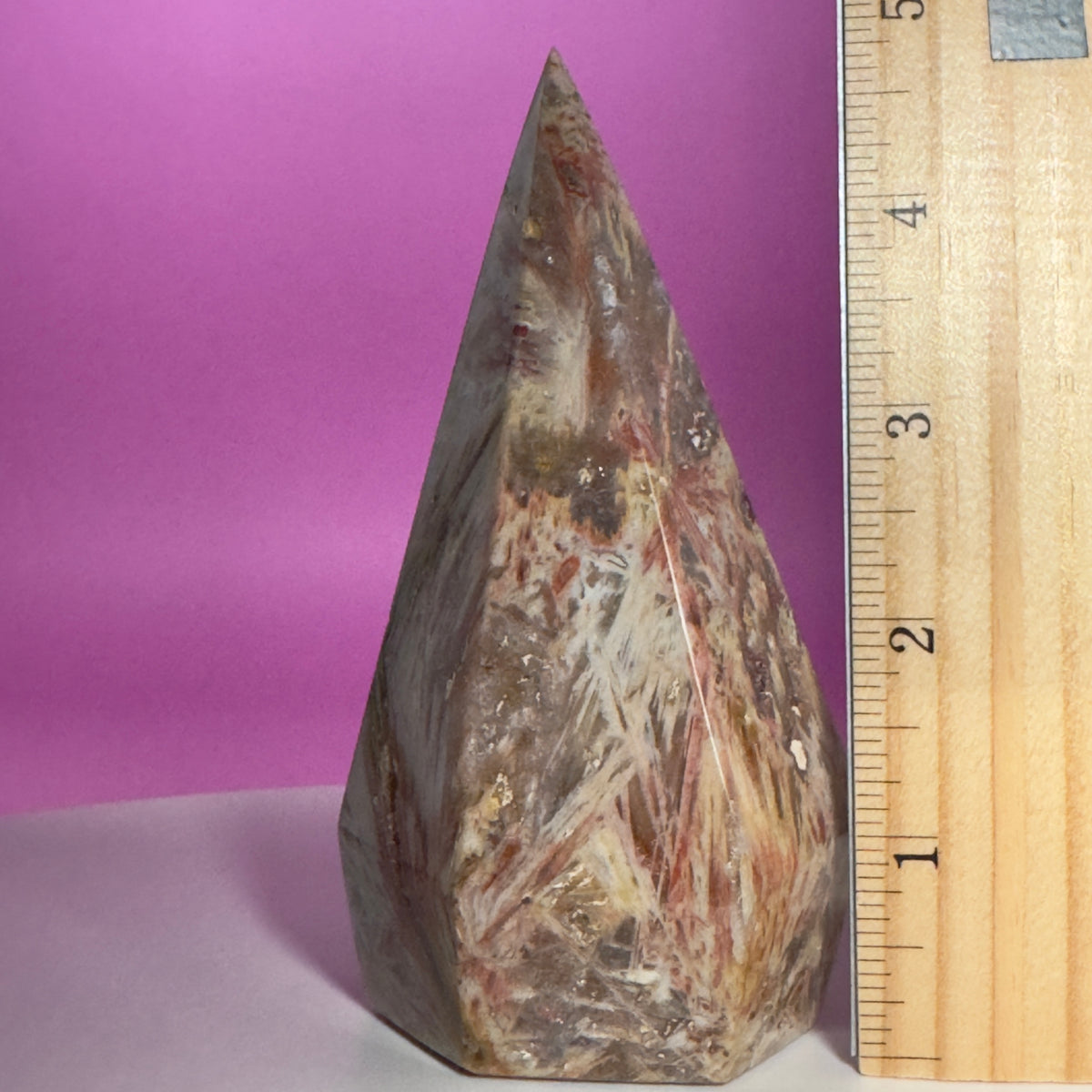 Brazilian Sagenite Agate Diamond Flame – 408g Crystal Carving