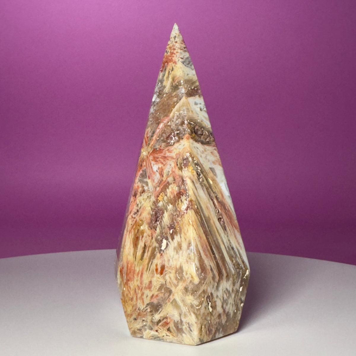 Brazilian Sagenite Agate Diamond Flame – 408g Crystal Carving