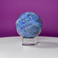 Sodalite Sphere with Glass Stand – Clarity & Intuition Crystal