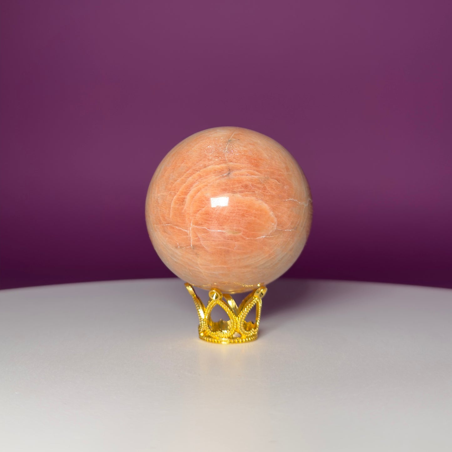 Peach Moonstone Sphere (Includes Gold Stand)