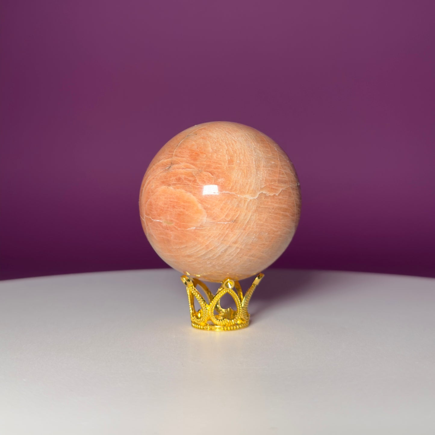 Peach Moonstone Sphere (Includes Gold Stand)