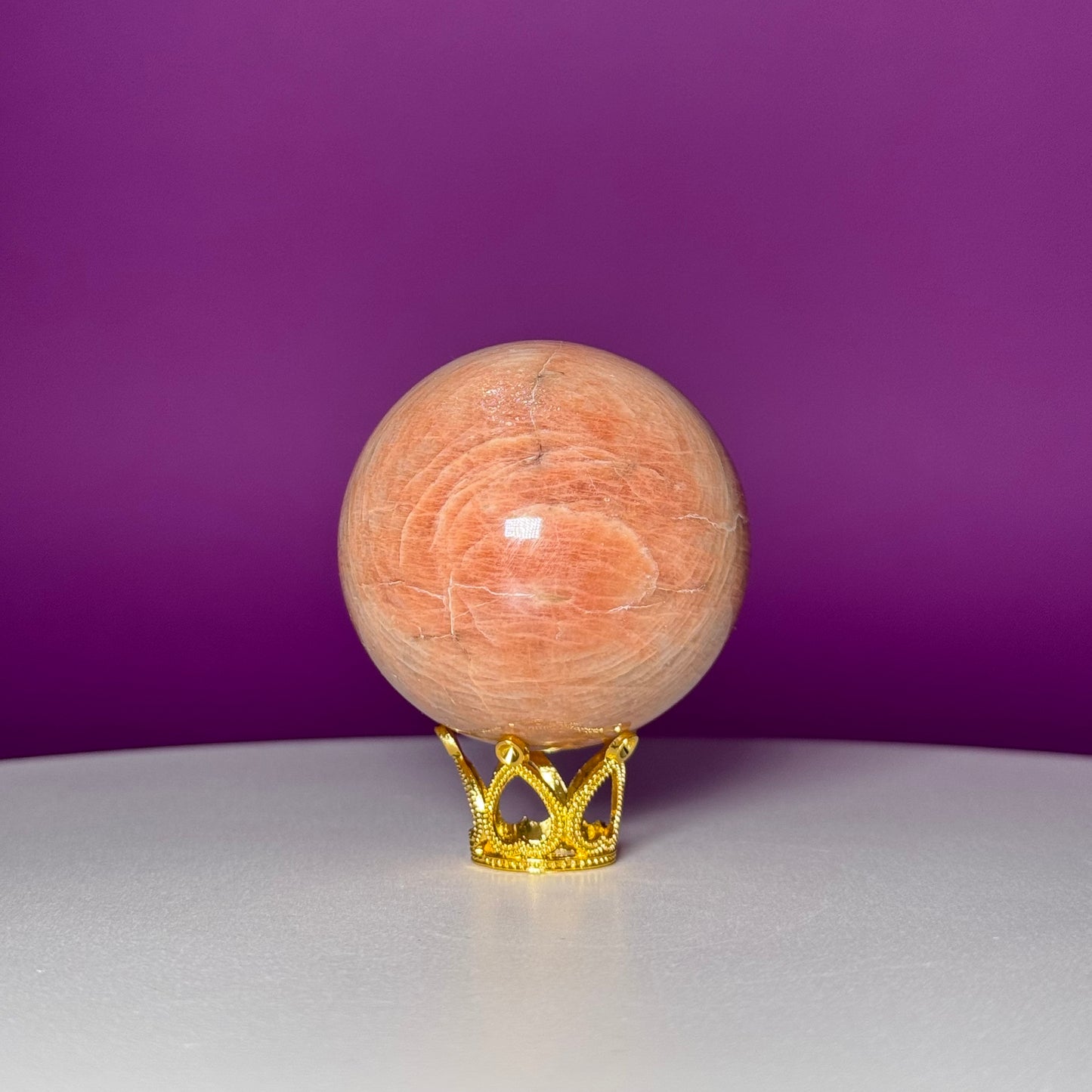 Peach Moonstone Sphere (Includes Gold Stand)