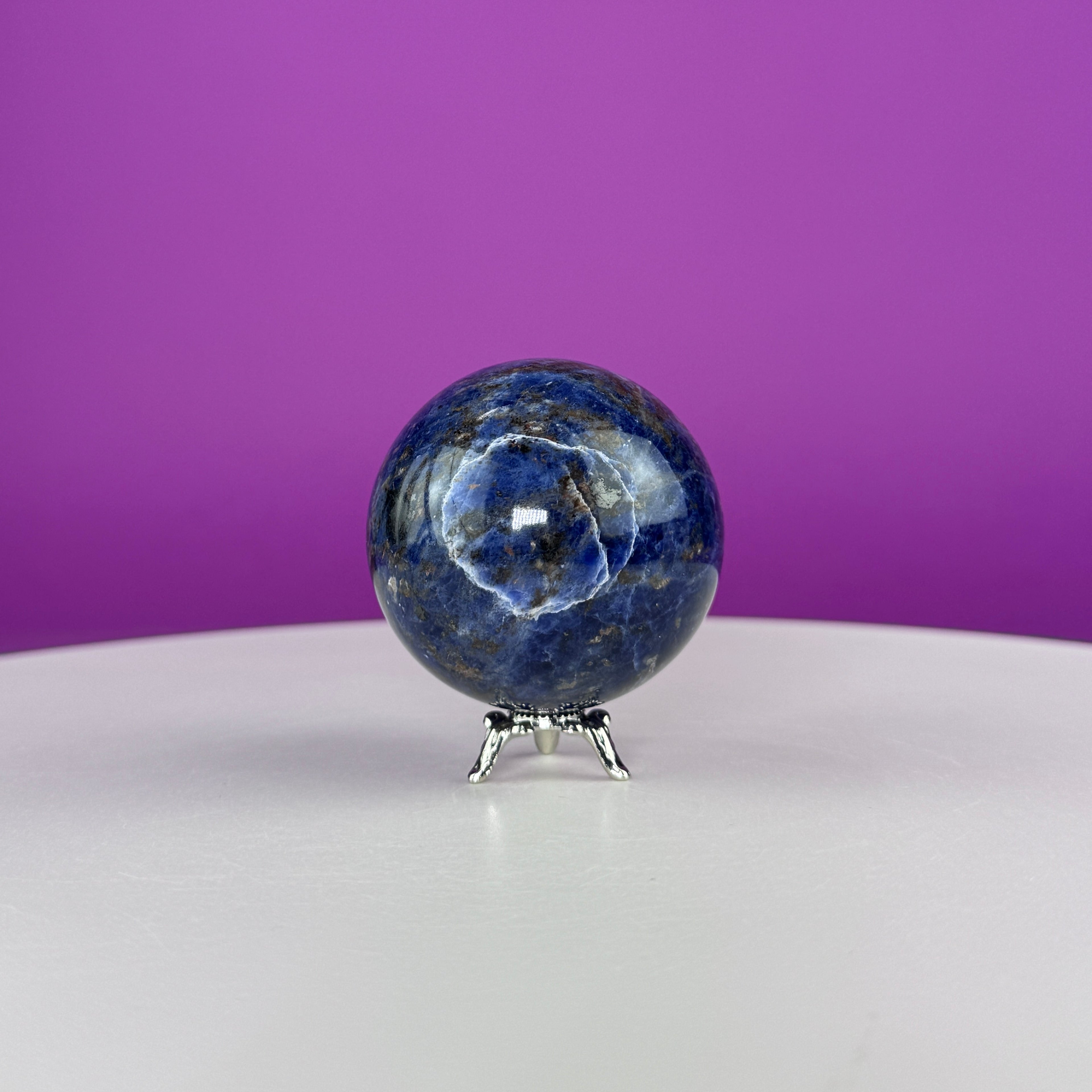 Sodalite Sphere with Stand 175g | Healing Crystal Ball | Throat Chakra Stone | Home Decor Gift