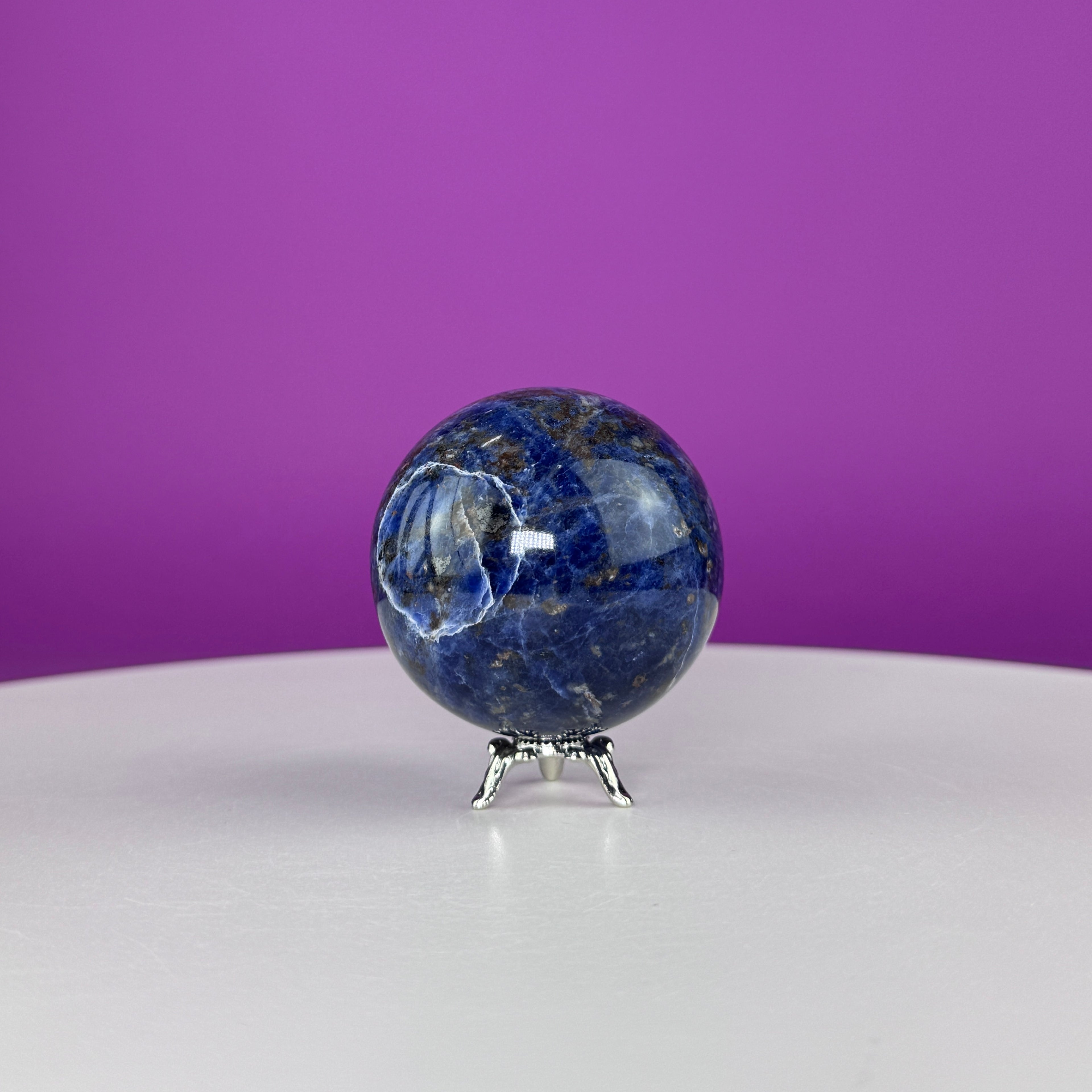 Sodalite Sphere with Stand 175g | Healing Crystal Ball | Throat Chakra Stone | Home Decor Gift