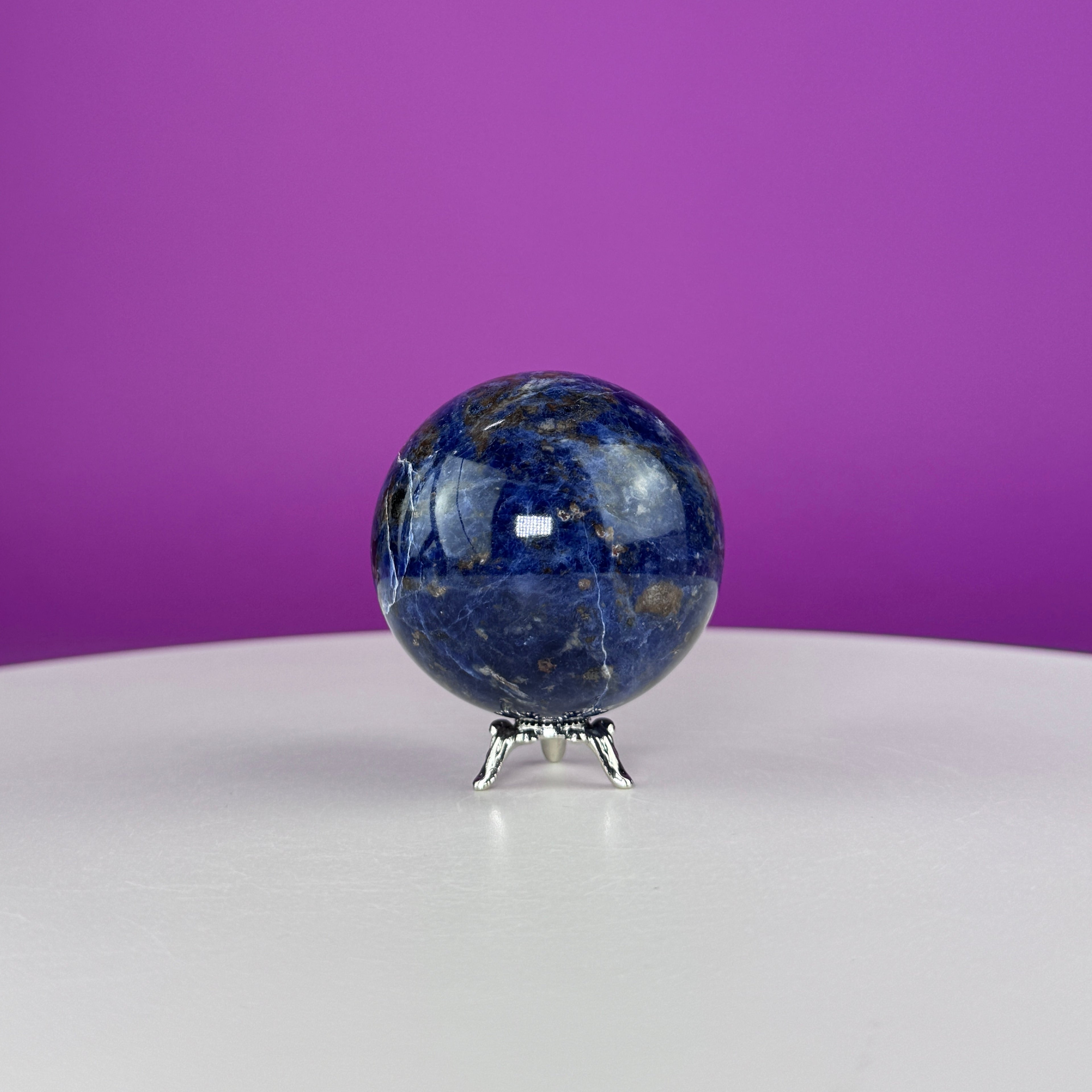 Sodalite Sphere with Stand 175g | Healing Crystal Ball | Throat Chakra Stone | Home Decor Gift