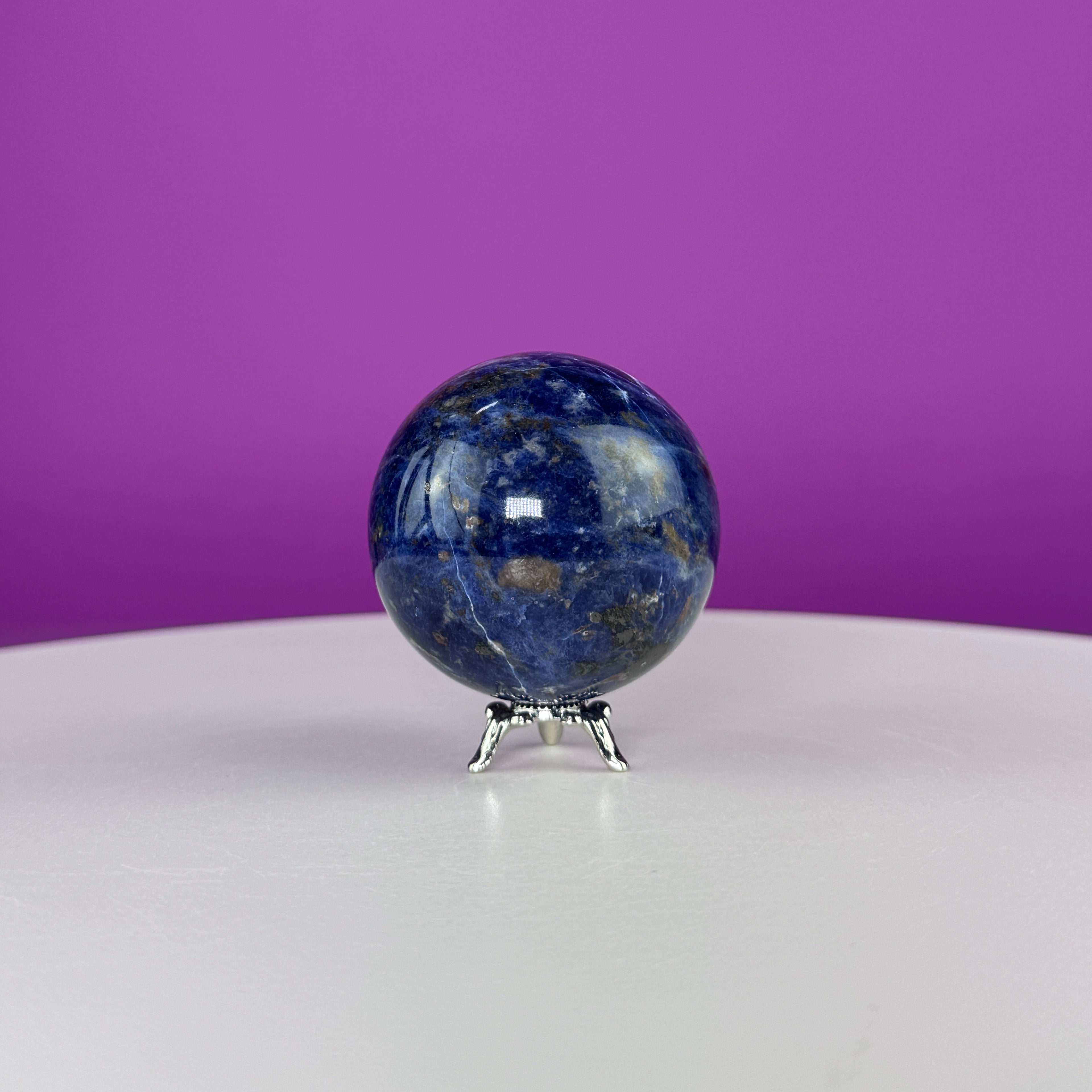 Sodalite Sphere with Stand 175g | Healing Crystal Ball | Throat Chakra Stone | Home Decor Gift