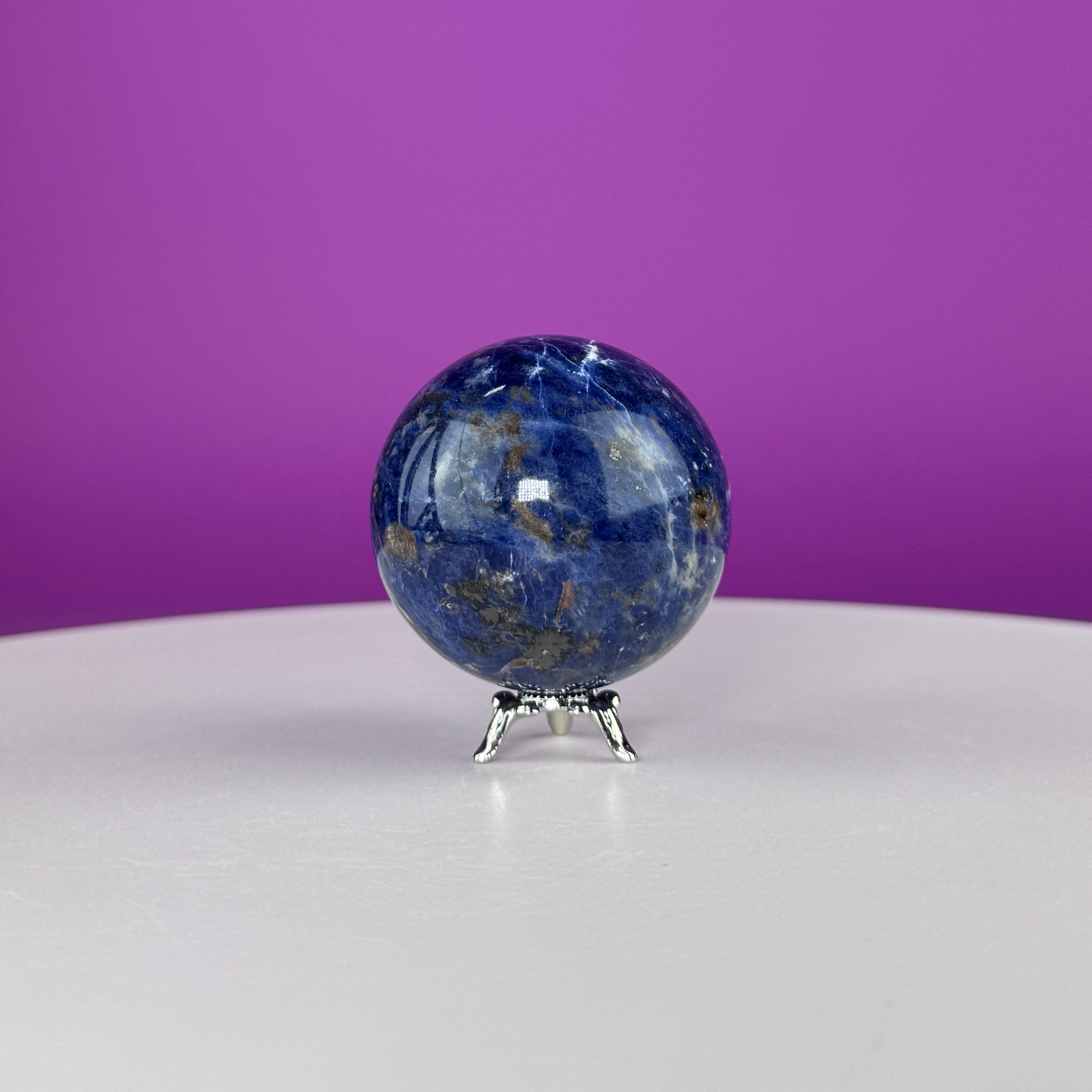 Sodalite Sphere with Stand 175g | Healing Crystal Ball | Throat Chakra Stone | Home Decor Gift