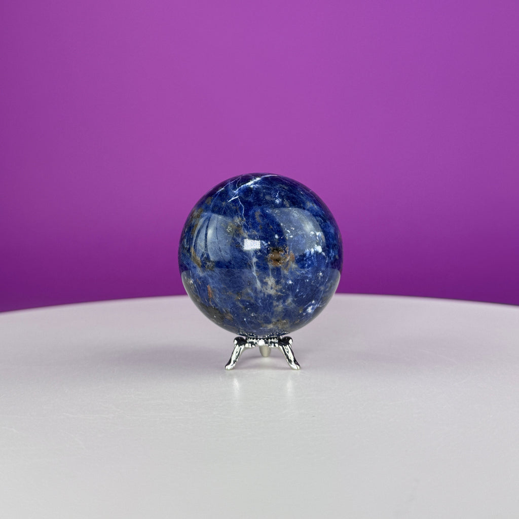Sodalite Sphere with Stand 175g | Healing Crystal Ball | Throat Chakra Stone | Home Decor Gift