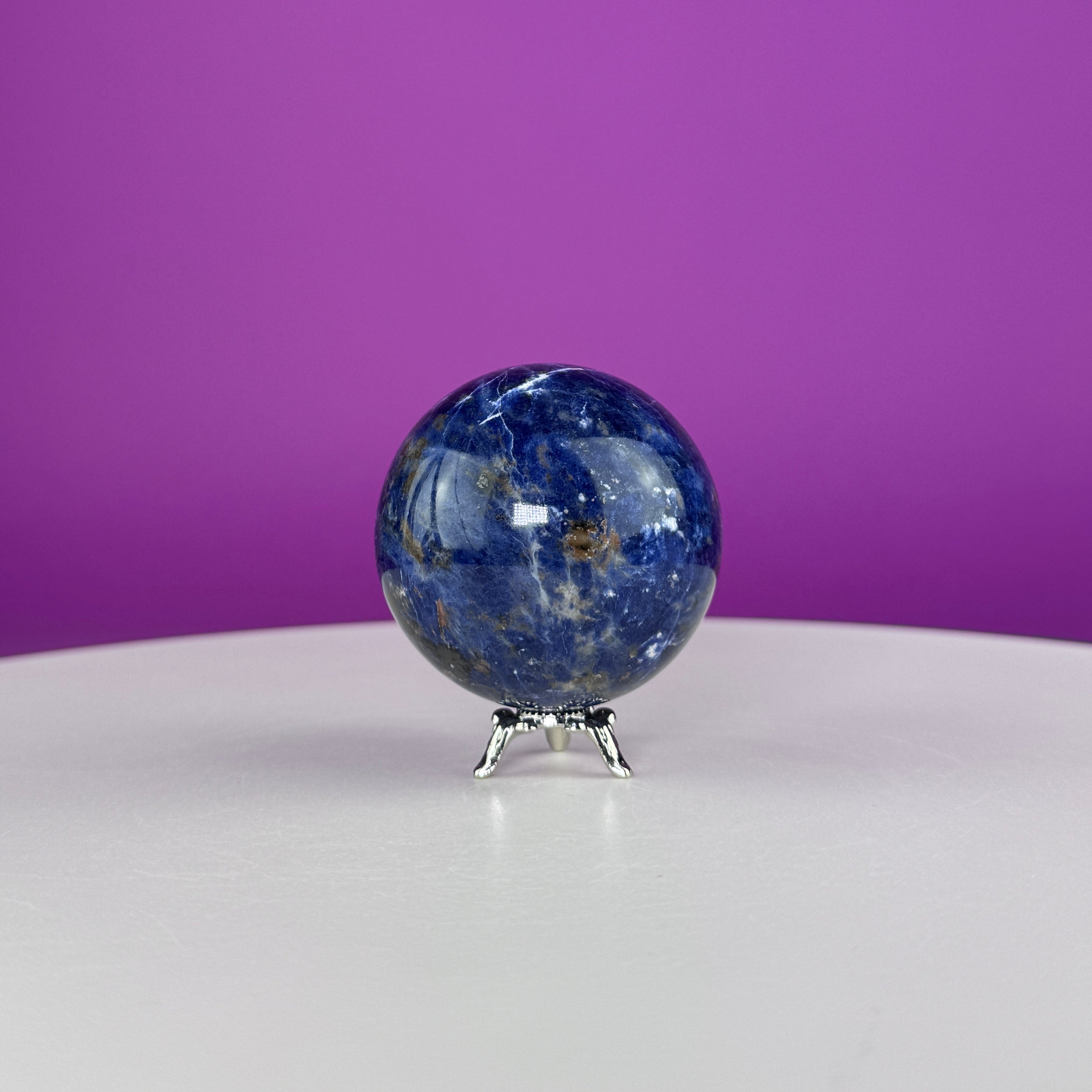Sodalite Sphere with Stand 175g | Healing Crystal Ball | Throat Chakra Stone | Home Decor Gift