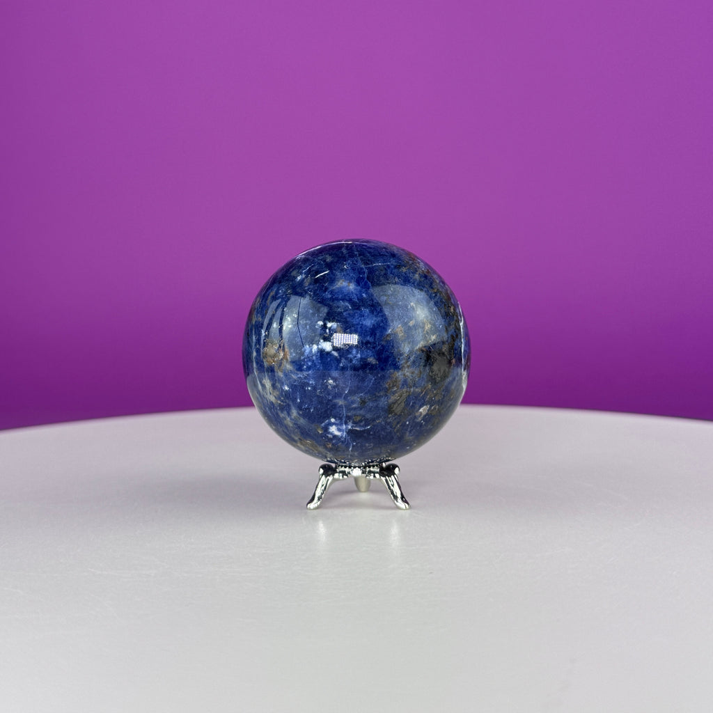 Sodalite Sphere with Stand 175g | Healing Crystal Ball | Throat Chakra Stone | Home Decor Gift